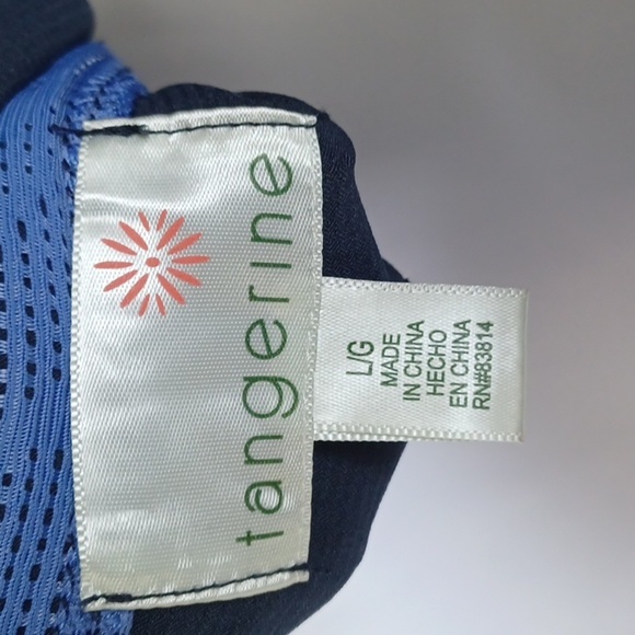 Tangerine Womens Capri Leggings Pants Gray Blue Color Block Stretch Mesh L - Picture 6 of 8